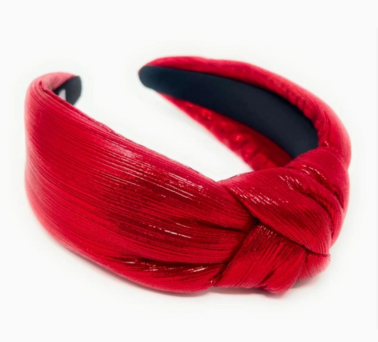 Red Padded Metallic Knotted Headband