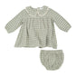 Mini Green Gingham - Peter Pan Collar Dress And Diaper Cover