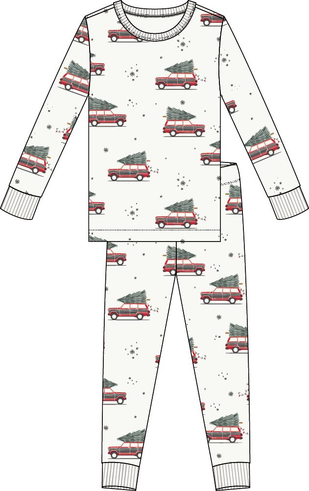 2PC PJ SET - RED TRUCKS