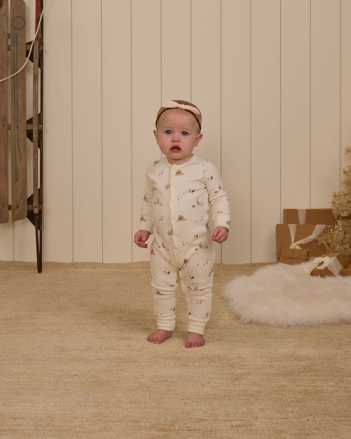 Organic Long John Pajamas || Winter Town