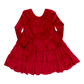 Girls Velour Pearl Dress - Red