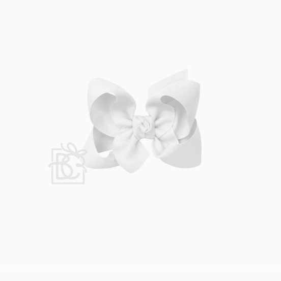4.5" Signature Grosgrain Bow On Clip - White