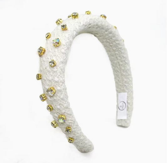Kid and Tween White Headband with Embellishments