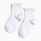 Ribbed Lettuce Trim Midi Socks - White